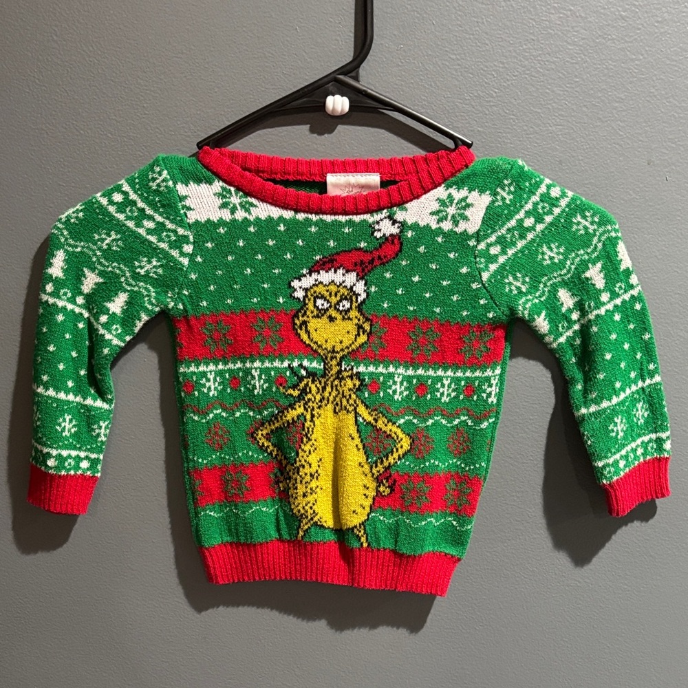 Dr. Seuss Green and Red Grinch Kids Sweater